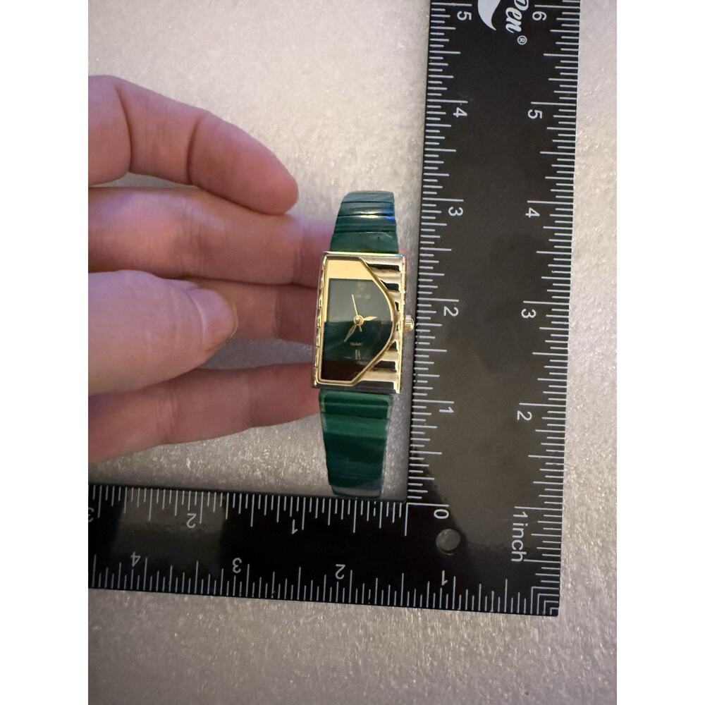 gem time watch Green Gold Stretch Japan Movt NEEDS BATTERY